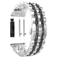 Metalna narukvica remen za sat (22 mm, QUICK FIT) - Srebrna sa crnim crtama