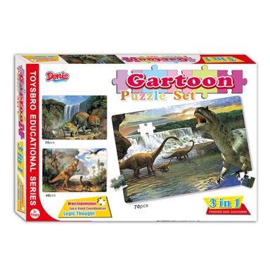 DENIS Puzzle Dinosauri 3u1, 153 dijelova, 34.2x23.2 cm, 3+