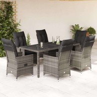 Vrtna garnitura, 7-dijelni set, od poliratana, dimenzije 190 x 90 x 75 cm, bez naslona za noge, sivi