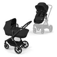 CYBEX Dječja kolica Eos Lux 2u1 – mjesečevo crna (crna konstrukcija)