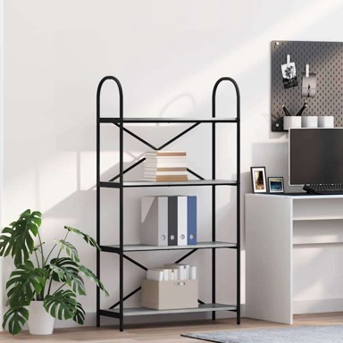 Polica, sivi hrast sonoma, 80x30x146 cm, konstruirano drvo