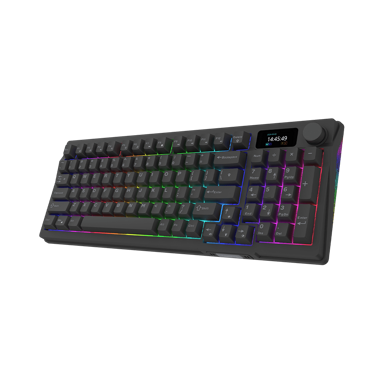 NIKCORP Gaming tipkovnica 96%, mehanička, 95 tipki, LCD zaslon, Hot-Swap, RGB, USB-C, crna