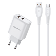 AWEI Punjač PD81T-EU, 22,5W, USB-C kabel, bijelo