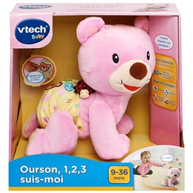 VTECH Plišana igračka Baby Bear 1 2 3 Follow Me, glazbena, roza
