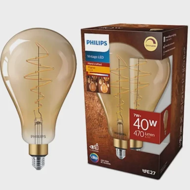 PHILIPS Vintage LED Žarulja, E27, 7W, 470 lm, 1800K, 240V, A160, CL, dimabilna