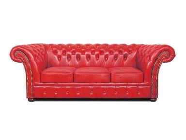 CHESTERFIELD Trosjed Winfield Basic Leather, 3-sjedišta, Red