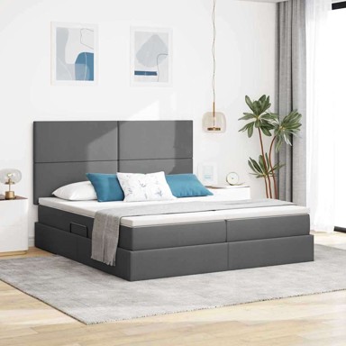 Krevet s madracem i skladištem 180 x 200 cm lažna koža, tamno siva