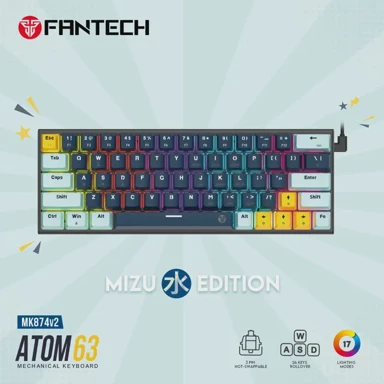 FANTECH Žična gaming mehanička tipkovnica Atom 63, crveni switch, navy