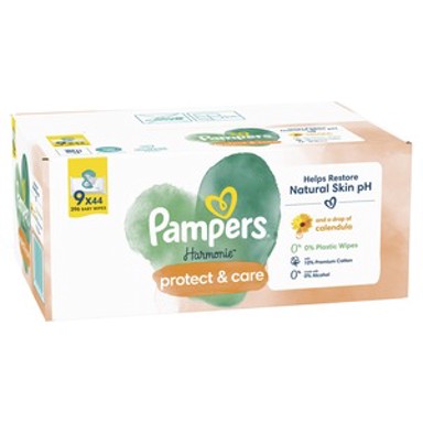 PAMPERS Vlažne maramice Harmonie Protect & Care, 9x44 kom
