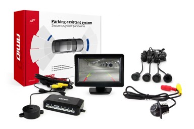 AMIO Parking senzori, 4 kom, crni, 18 mm, TFT01 4,3'' zaslon, buzzer, HD 305 kamera za rikverc