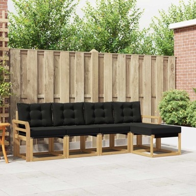 Set vanjskih sofa s jastukom 5 kom, bijela i crna