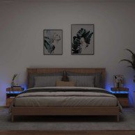Noćni ormarići s LED svjetlima 2 kom Artisan hrast 40x39x48,5cm