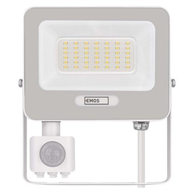 EMOS LED reflektor Glaro ZS2334W, PIR, 30 W, IP54, 3000 lm, neutralna bijela, bijeli