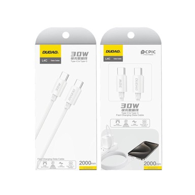 DUDAO L4C kabel USB-C – USB-C, 30 W, 480 Mb/s, 1,2 m, bijeli