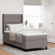 Led box spring krevet s madracem 90 x 200 cm tkanina, s gumbima, sivo-smeđi
