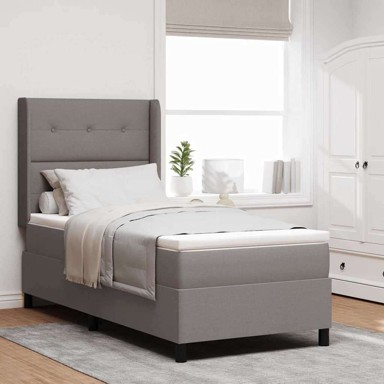Led box spring krevet s madracem 90 x 200 cm tkanina, s gumbima, sivo-smeđi