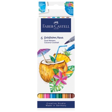 FABER-CASTELL Akvarel marker Goldfaber Coconut, obostrani, 6 boja, blister