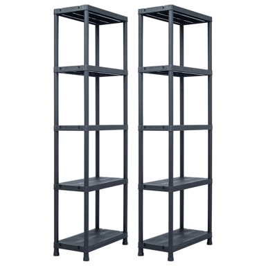 Stalak za pohranu, 2 kom, 60 × 30 × 180 cm, nosivost 125 kg, plastični, crni