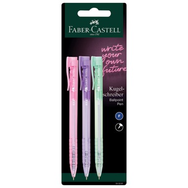 FABER CASTELL Kemijska olovka, 545391, Needle RXP5, blister, 3 kom, sortirano