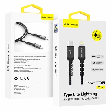 BLAVEC Kabel tip C, Lightning, 20 W, 2.4 A, 0.50 m 