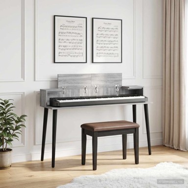 Studio radni stol, 130 x 36 x 19,5 cm, siva sonoma