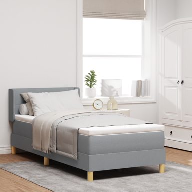 Box Spring krevet s madracem, svjetlosivi, 100x200 cm