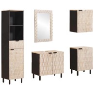 Set namještaja za kupaonicu finiš bijelog pranja, čvrsto drvo manga