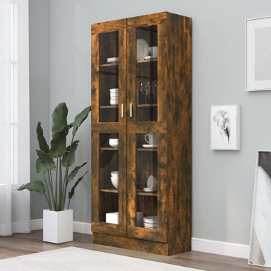 Vitrina boja dimljenog hrasta 82,5 x 30,5 x 185,5 cm drvena