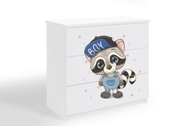 Dječja komoda Rakun, bijela, 80×80×41 cm