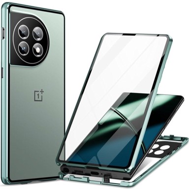 Futrola za OnePlus 11 5G, magnetsko dvostruko staklo, zelena