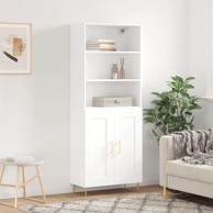 Visoka komoda bijela 69,5x34x180 cm konstruirano drvo
