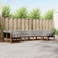 Set vanjskih sofa, 7 kom, s jastucima, prirodna i svijetlo siva