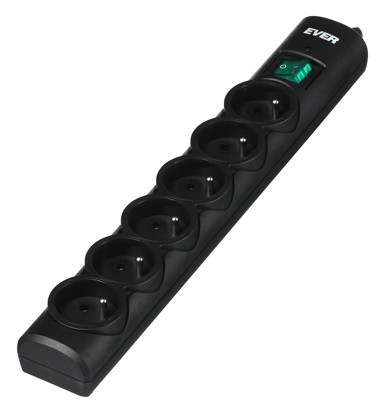 EVER Optima produžni kabel, 6 utičnica, 3 m, 250 V, crni