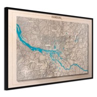Poster Raised Relief Map: Hamburg 45x30
