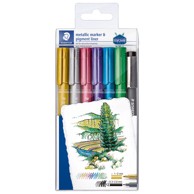 STAEDTLER Nepermanentni marker 8323-SWP6-P, Metallic Pen i Pigment Liner, 1-2 mm, PK6, blister pakiranje