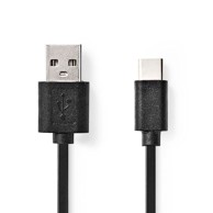 NEDIS USB kabel USB 2 0 USB A muški USB C muški 60 W 480 Mbps niklani 0 10 m okrugli PVC crni blisteri