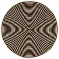 Ručno rađeni tepih od jute sa spiralnim uzorkom crni 90 cm