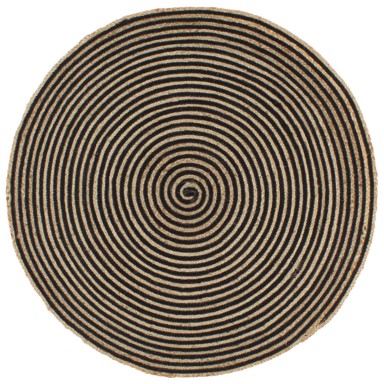 Ručno rađeni tepih od jute sa spiralnim uzorkom crni 90 cm
