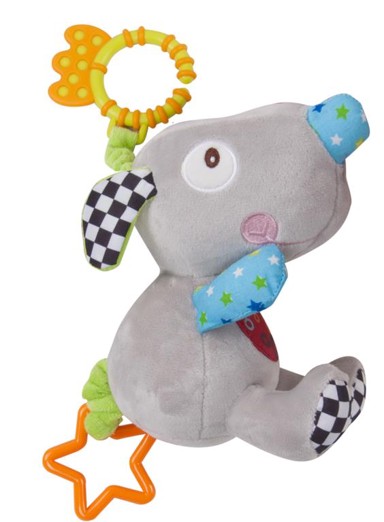 Mekana zvečka, privjesak za kolica s vibracijom, sivi psić