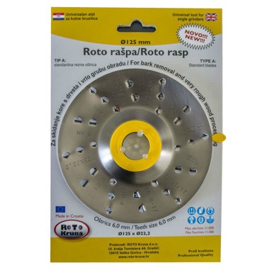 ROTO KRUNA Brusna ploča za drvo rašpa okrugla 125-6,0 mm TIP A