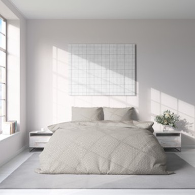 ESSENZA Posteljina Geometric Line, 200 x 200 cm, bež, krug