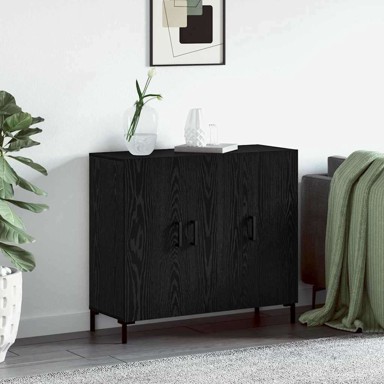Sideboard s pohranom s vratima, 90x34x80 cm, konstruirano drvo, crna