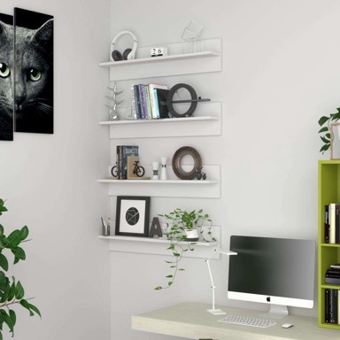 Zidne police 4 kom, bijele 80x11 5x18 cm, od iverice