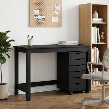MOSS Set stola i pokretnog ormara 2 kom., crni