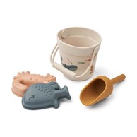 LIEWOOD Mini set za plažu Sea Creature, silikon, kanta, lopatica, 2 kalupa