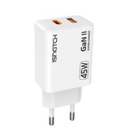 ISNATCH GaN II mrežni punjač, USB i USB-C, 45 W