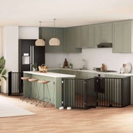 Vrata za pse s vratašcima 6 panela sklopiva 480 cm drvo topole 80 x 90 x 2 cm, crna