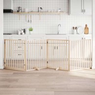 Vrata za pse s vratašcima 4 panela sklopiva 320 cm drvo topole 80 x 90 x 2 cm, prirodna