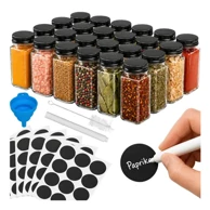 RUHHY Set posuda za začine, 24/1, 120 ml, staklene posude s etiketama i priborom