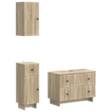 Set za kupaonicu Ede 3-dijelni od konstruiranog drva, hrast sonoma